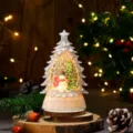 Christmas tree snow globe night light, decorative lighted tabletop ornament variant. - White Snowman (Water-filled)