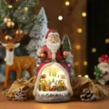 Figurine boîte à musique lumineuse en résine Père Noël avec train rotatif et décoration - Style Train Père Noël / 13x12x24cm