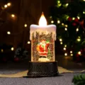 Christmas LED glowing candle snow globe night light festive home decor tabletop ornament - Bronze Candle Backpack Santa (Water-filled)