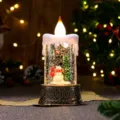 Christmas LED electronic candle snow globe decoration with cute snowman and twinkling glitter lights. - Bronze Candle Snowman (Water-filled)