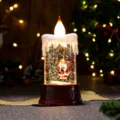 Christmas LED luminous candle lamp snow globe desktop ornament festive holiday decor - Red Candle Gift Box Santa (Water-filled)