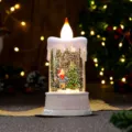 Christmas glowing candle light snow globe lantern with glitter for desktop holiday decoration. - White Candle Kids & Tree (Water-filled)