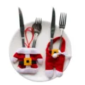 Christmas cutlery holder set Santa suit tableware cover creative festive holiday table decor - Non-woven Button Style