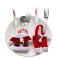 Christmas Cutlery Holder Santa Suit Tableware Pouch Xmas Dinner Party Table Decoration - Plastic Button Style