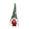 Kerst kabouter pluche hanger met groen gebreide muts en rood ruitjes lichaam voor feestdecoratie. - Damesmodel met groene muts