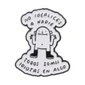 Funny Spanish quote enamel pin minimalist black and white cartoon character metal brooch badge - Quirky Character Style (QHXZ6990)