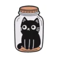 Leuke zwarte kat in pot emaillen speld variant, metalen cartoon kat badge accessoire - Pot Zwarte Kat Stijl(QHXZ6965)