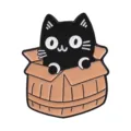 Schattige zwarte kat emaille speld metaal cartoon dier badge kleding accessoires leuk - Kartonnen Doos Zwarte Kat Stijl(QHXZ6966)
