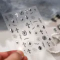 Adesivi per unghie Halloween gothic M1530 con disegni di occhi e croci argento - Occhio di Fantasma del Dominio Oscuro(M-1530) / Colore Argento + Colla a Gelatina