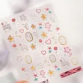 Adesivi per unghie 5D a tema marino con disegni di limoni, fiori e stelle marine - M-1456 Rilievo + Frammenti di vetro + Effetto jelly