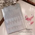 Piastra per nail art TG-071 con eleganti disegni ad arco e catena per manicure francese - Serie Arco Francese (TG-071)