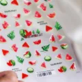 Sommer-Wassermelonen-Gelee-Nagelaufkleber mit klaren Fruchtmustern und grünen Blättern - TS-753 Sommer Wassermelone