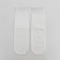 White ruffle yoga socks with anti-slip grip sole, comfortable cotton mid-tube pilates socks for women. - One Size / White