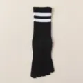 Black five toe socks women cotton mid tube athletic running yoga split toe socks variant - One Size / Black