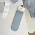 Lichtblauwe dames gerimpelde sokken halverwege katoen ademend schattig hart patroon variant - Eén maat / Blauw