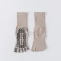 Women anti slip five toe cotton grip yoga socks mid tube pilates fitness socks for women - One Size / Beige