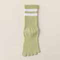 Cotton mid-tube five-toe socks with striped cuff, professional sports running yoga wear. - One Size / Green