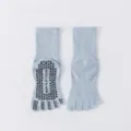 Women five toe non slip yoga socks mid calf cotton sports pilates breathable fitness socks - One Size / Light Blue