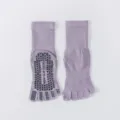 Purple five toe non slip yoga socks, pure cotton mid tube fitness pilates grip socks for women. - One Size / Purple