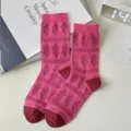 Chaussettes mi-mollet en coton pour femmes retro avec motif losanges chaud hiver quotidien - Taille unique / Argyle