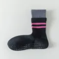 Women non-slip yoga socks mid-tube breathable cotton fitness pilates sports socks premium - One Size / Black