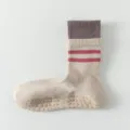 Women cotton non slip yoga socks mid calf pilates fitness floor socks breathable comfy - One Size / Khaki