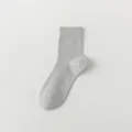 Men's grey crew socks, pure cotton breathable summer casual dress socks for daily wear. - One Size / Light Gray