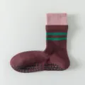 Chaussettes de yoga antidérapantes femme mi-mollet fitness pilates bordeaux rose vert - Taille unique / Fuchsia