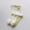 Non-slip yoga socks with lemon embroidery and cute ruffled cuffs for women pilates fitness. - One Size / Yellow Edge Lemon