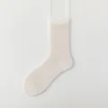 Women's beige mid-tube mesh lace-trim summer silk socks variant, breathable and lightweight. - One Size / Khaki