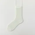 Women's mulberry silk mid-tube socks, summer thin breathable mesh lace design, white variant. - One Size / Light Green