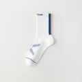 Herren Sportsocken, weiße Lauf Socken mit blauen und orangen Streifen für Training und Alltag. - Einheitsgröße / Weiß