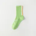 Grüne wadenlange Sportsocken mit Streifendetails, atmungsaktive Strick-Lauf- und Sportsocken. - Einheitsgröße / Grün