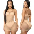 Sexy vestido mini de malla con estrás lencería transparente de mujer sexy clubwear - Talla única / BC-0369T color piel