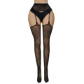Plus size black spiderweb lace garter tights pantyhose gothic hosiery for women sexy - One Size (40-80kg) / BC-4120