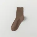Men's brown crew socks, breathable cotton daily wear casual socks comfortable fit - One Size / Dark Coffee