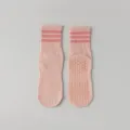 Chaussettes de yoga rayées rose antidérapantes en coton pour femmes fitness pilates - Taille unique / Rose