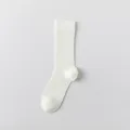 Comfortable women's white cotton mid-tube ribbed socks, breathable daily casual wear. - One Size / Creamy White