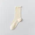 Breathable Cotton Mesh Mid-Tube Socks Cream White Summer Thin Women Hosiery Variant - One Size / Milky White