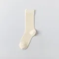 Comfortable women's pure cotton mid-tube ribbed socks, ideal for casual daily wear. - One Size / Milky Yellow