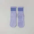 Chaussettes de yoga en coton pour femmes, semelle antidérapante, bandes bleues, pour pilates fitness. - Taille unique / Violet