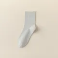 Men's solid light gray cotton mid-calf casual breathable sweat-absorbent socks variant. - One Size / Light Gray