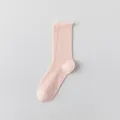 Damen rosa Sommer Mesh Mittelsocken atmungsaktive reine Baumwolle dünne Socken Alltagskleidung - Einheitsgröße / Rosa