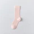 Chaussettes montantes côtelées roses pour femmes, coton doux, style décontracté quotidien. - Taille unique / Rose