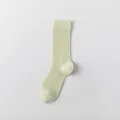 Chaussettes mi-mollet côtelées en coton pour femmes, unies respirantes d'été décontractées. - Taille unique / Vert clair