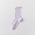 Damen hellviolette Mesh atmungsaktive mittellange Slouch Socken Sommer dünne Baumwolle - Einheitsgröße / Lila