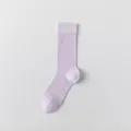 Chaussettes mi-mollet côtelées violet clair pour femmes, coton confortable et doux. - Taille unique / Violet