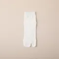 Men's White Cotton Split-Toe Tabi Socks Summer Breathable Mid-Calf Casual Daily Socks - One Size / White