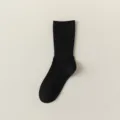 Calzini medi di cotone nero tinta unita da donna per autunno inverno quotidiano - Taglia unica / Nero