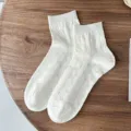 Calzini donna rete bianco estate sottile traspirante traforato meta-tubo crema variante - Taglia unica / Quadrifoglio